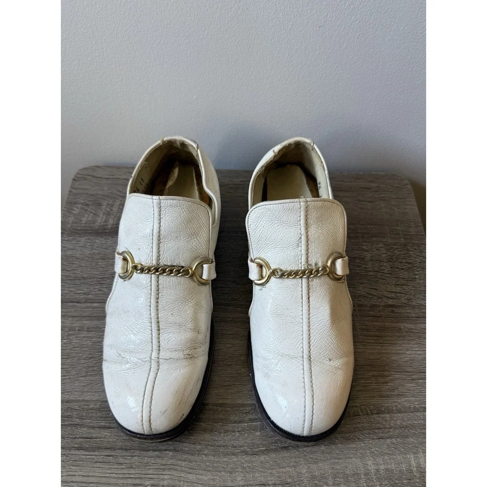 Ugly White 1970's Retro Men's Size 7.5D Disco Dancing Shoes Slip On loafers